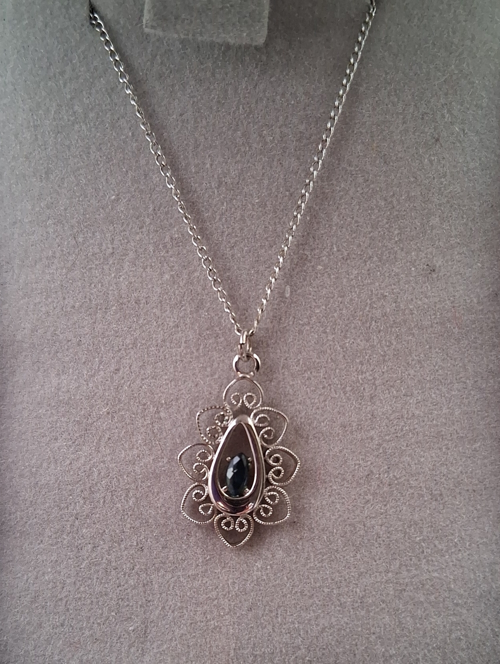 Teardrop Sapphire Pendant Necklace